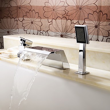 contemporaine robinet de baignoire cascade avec douche à main (finition  chromée) - Robinets Boutique