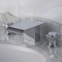 Trois trous contemporain Cascade fini chrome salle de bain robinet de baignoire