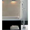 contemporaine robinet de baignoire au sol avec douche à main - fini chrome