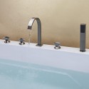 nickel brossé contemporain cinq trous de trois poignées cascade robinet de la baignoire avec douche à main