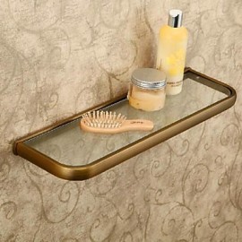 Barres de Serviette, 1pc Haute qualité Antique Laiton Verre Etagère de Salle de Bain