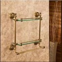 Barres de Serviette, 1pc Haute qualité Antique Laiton Verre Etagère de Salle de Bain