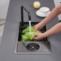 Évier De Cuisine Simple En Acier Inoxydable Noir Avec Robinet De Lave-Tasse