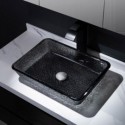 Lavabo De Comptoir En Verre Noir Sans/Avec Robinet Pour Salle De Bain D'Hôtel