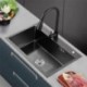 Évier Simple Noir Brossé En Acier Inoxydable 304 Pour Cuisine Sans/Avec Robinet