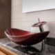 Évier De Comptoir En Verre Trempé Rouge Dégradé Avec Robinet Pour Salle De Bain