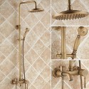 laiton antique robinet de douche baignoire avec douche tête 8 pouces + douche à main