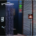 Robinet de douche - Contemporain - LED / Thermostatique / Douche pluie / Douchette inclue - Laiton (Chromé)