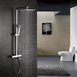 Robinet de douche - Contemporain - Thermostatique / Douche pluie / Douchette inclue - Laiton (Chromé)