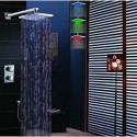 Robinet de douche - Contemporain - LED / Thermostatique / Douchette inclue / Douche pluie - Laiton (Chromé)