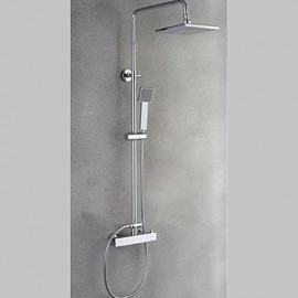 Robinet de douche - Contemporain - Cascade / Thermostatique / Douche pluie / Douchette inclue - Laiton (Chromé)