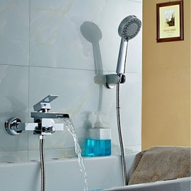 Robinet de douche / Robinet de baignoire-Contemporain-Cascade / Thermostatique / Douche pluie / Douchette inclue-Laiton(Chromé)