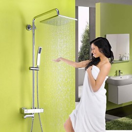 Robinet de douche - Contemporain - Thermostatique / Douche pluie / Douchette inclue - Laiton (Chromé)