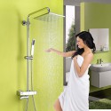 Robinet de douche - Contemporain - Thermostatique / Douche pluie / Douchette inclue - Laiton (Chromé)