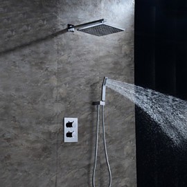 Robinet de douche - Contemporain - Thermostatique / Douche pluie / Douchette inclue - Laiton ( Chromé )