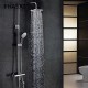 Robinet de douche - Contemporain - Thermostatique / Douche pluie / Douchette inclue - Laiton (Chromé)